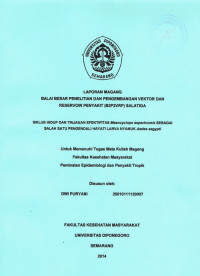 Laporan Magang : Siklus Hidup Dan Tinjauan Efektifitas Mesocyclops Aspericornis Sebagai Salah Satu Pengendali Hayati Larva Nyamuk Aedes Aegypti