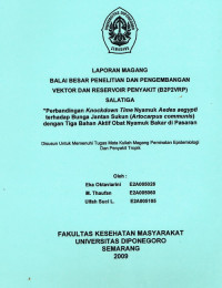 Laporan Magang : Perbandingan Knockdown Time Nyamuk Aedes Aegypti Terhadap Bunga Jantan Sukun (Artocarpus Communis) dengan Tiga Bahan Aktif Obat Nyamuk Bakar di Pasaran