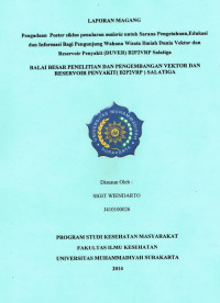 Laporan Magang : Pengamatan Pinjal dan Ektoparasit B2P2VRP Salatiga Konsentrasi Laboratorium Rreservoir