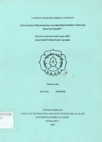 Laporan Praktek Kerja Lapangan Laboratorium Mammalogi dan Acarologi Balai Penelitian Vektor dan Reservoir Penyakit