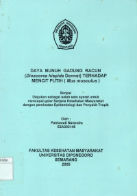 Skripsi: Daya Bunuh Gadung Racun (Dioscorea Hispida Dennst) Terhadap Mencit Putih (Mus Musculus)