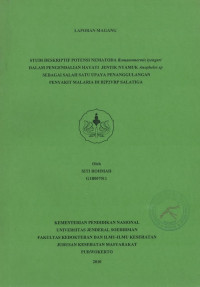 Studi Deskriptif Potensi Nematoda Ramanomermis Iyengari Dalam Pengendalian Hayati Jentik Nyamuk Anopheles sp Sebagai Salah Satu Upaya Penanggulangan Penyakit Malaria di B2P2VRP Salatiga