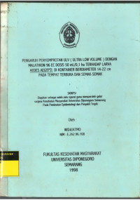 Pengaruh Penyemprotan ULV (Ultra Low Volume) dengan Malathion 96 Ec Dosis 50 Ml/0,1 ha Terhadap Larva Aedes Aegypti di Kontainer Berdiameter 14-22 cm pada Tempat Terbuka dan Se4mak-semak