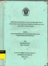 Efektivitas Permethrin 100 Ec Pada Kelambu Nylon dengan Tiga Cara Pemolesan terhadap Vektor Malaria Anopheles Aconitus Donits