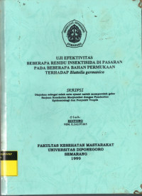 Uji Efektivitas Beberapa Residu Insektisida di Pasaran pada Beberapa Bahan Permukaan Terhadap Blattella Germanica