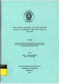 Skripsi: Survey Nyamuk Anopheles spp di Desa Giripurno Kecamatan Borobudur Kabupaten Magelang Tahun 2002