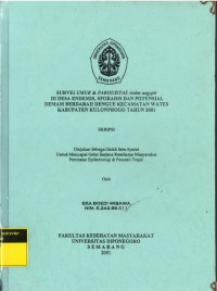 Skripsi: Survey Umur dan Parousitas Aedes Aegyptidi Desa Endemis, Sporadis dan Potensial Demam Berdarah Dengue Kecamatan Wates Kabupaten KulonProgo Tahun 2001