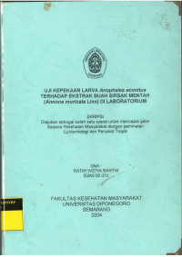 Skripsi: Uji Kepekaan Larva Anopheles Aconitus Terhadap Ekstrak Buah Sirsak Mentah (Annona muricata Linn) di Laboratorium