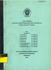 Laporan Magang Laboratorium Balai Pengendalian Vektor dan Reservoar Penyakit, Depkes RI, Salatiga