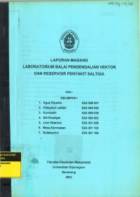 Laporan Magang Laboratorium Balai Pengendalian Vektor dan Reservoir Penyakit Salatiga