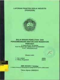 Laporan Praktek Kerja Industri Balai Besar Penelitian dan Pengembangan Vektor dan Reservoir Penyakit