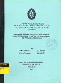 Laporan Penelitian Magang: Keanekaragaman Jenis dan Umur Nyamuk yang Tertangkap di Daerah Pemukiman dan Dekat Kandang Kerbau