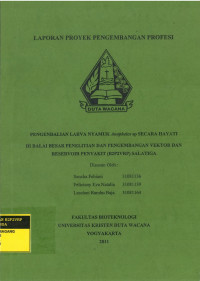 Laporan Praktek Pengembangan Profesi: Pengendalian Larva Nyamuk Anopheles sp secara Hayati di Balai Besar Penelitian dan Pengembangan Vektor dan Reservoir Penyakit (B2P2VRP0 salatiga