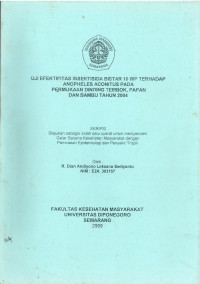 Skripsi: Uji Efektifitas Insektisida Bistar 10 Wp terhadap Anopheles aconitus pada Permukaan Dinding Tembok, Papa dan Bambu Tahun 2004