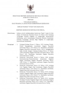 PERATURAN MENTERI KESEHATAN REPUBLIK INDONESIA NOMOR 83 TAHUN 2013 TENTANG TUNJANGAN KINERJA BAGI PEGAWAI DI LINGKUNGAN KEMENTERIAN KESEHATAN