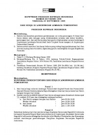 KEPUTUSAN PRESIDEN REPUBLIK INDONESIA
NOMOR 68 TAHUN 1995 TANGAL 27 SEPTEMBER 1995 HARI KERJA DI LINGKUNGAN LEMBAGA PEMERINTAH